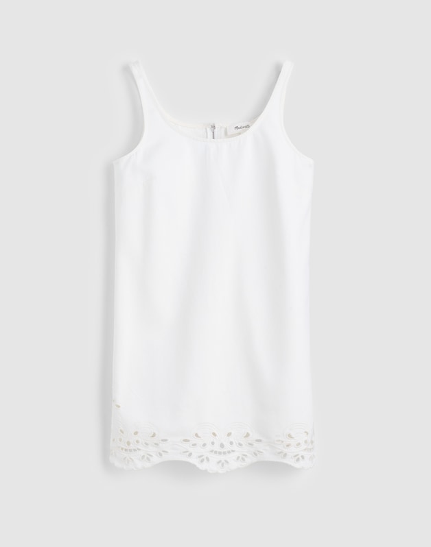 Denim Eyelet Mini Shift Dress TILE WHITE