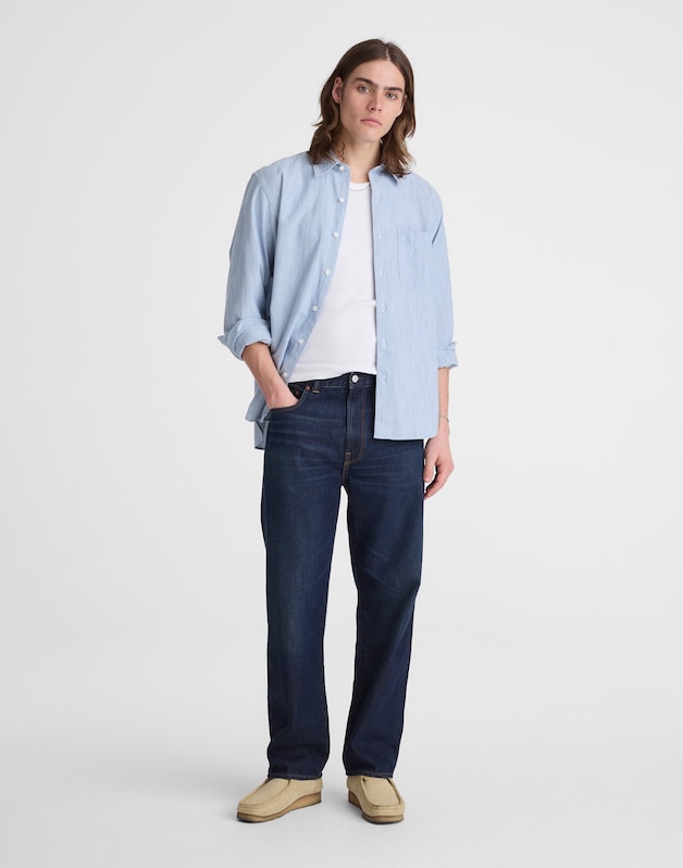 The Allday Shirt in Indigo Stripe MONACA STRIPE