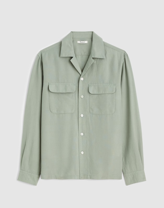 The Long-Sleeve Camp Shirt in Archive Linen Blend FROSTED CEMENT