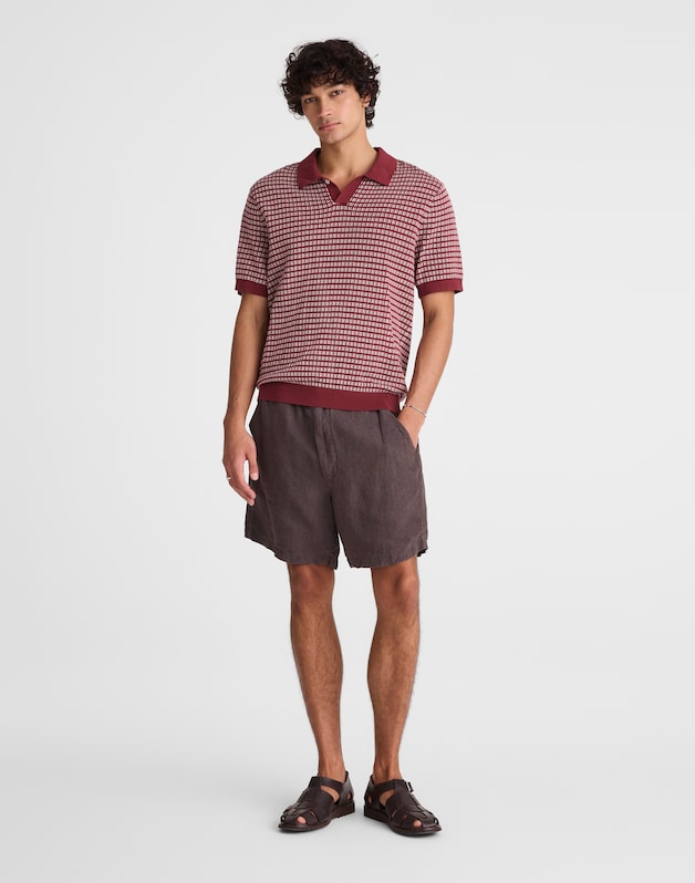 Single-Button Sweater Polo DUSTY MERLOT