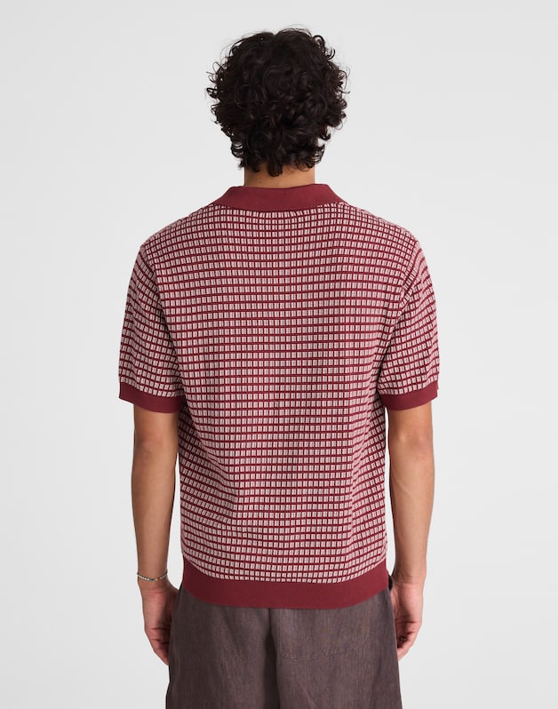 Single-Button Sweater Polo DUSTY MERLOT