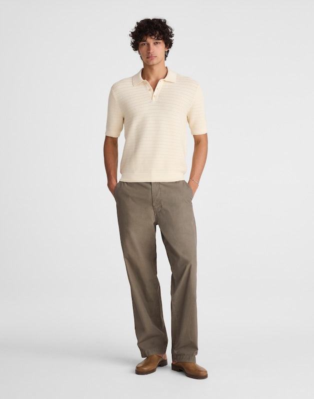 Textured Open-Stitch Polo ANTIQUE CREAM