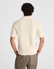 Textured Open-Stitch Polo ANTIQUE CREAM