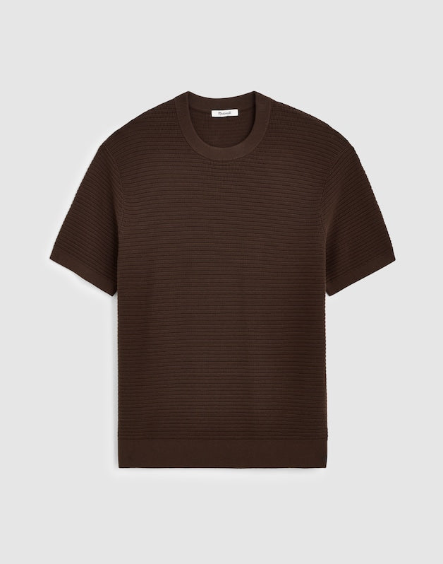Textured-Stitch Sweater Tee CHOCOLATE