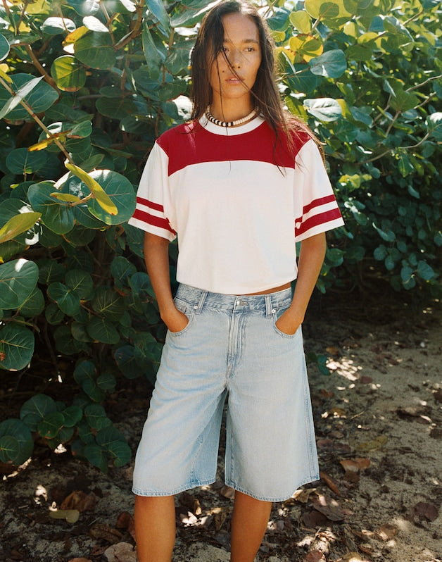 The V-Waist Bermuda Short in Airy Denim FOSTER WASH