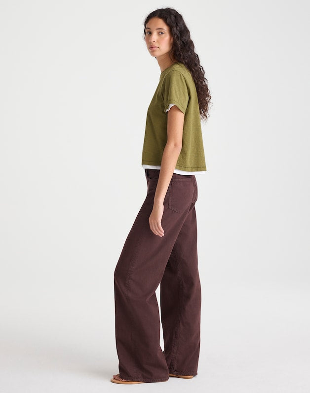 The Short Ultimate Wide-Leg Jean in Airy Denim BURNT COCOA