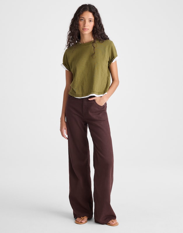 The Tall Ultimate Wide-Leg Jean in Airy Denim BURNT COCOA