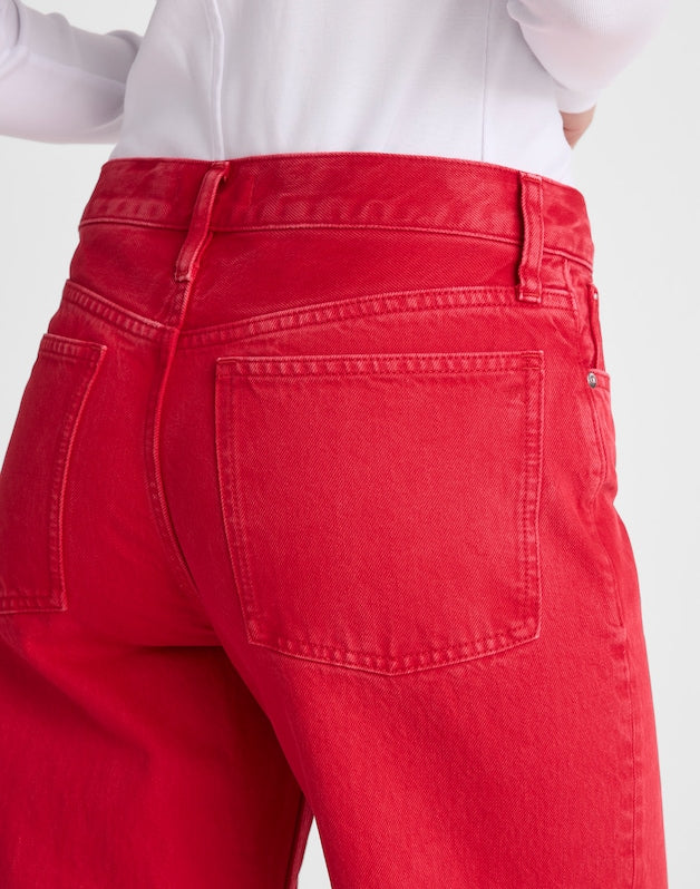 Low-Slung Baggy Crop Jeans VARSITY RED