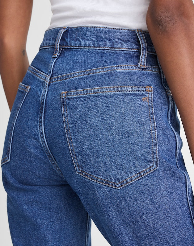 The Short Longline Straight Crop Jean MARINA BLUE