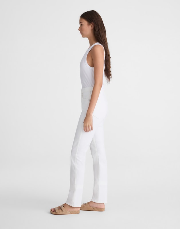 The Short Pencil Jean in Super Stretch Denim TILE WHITE