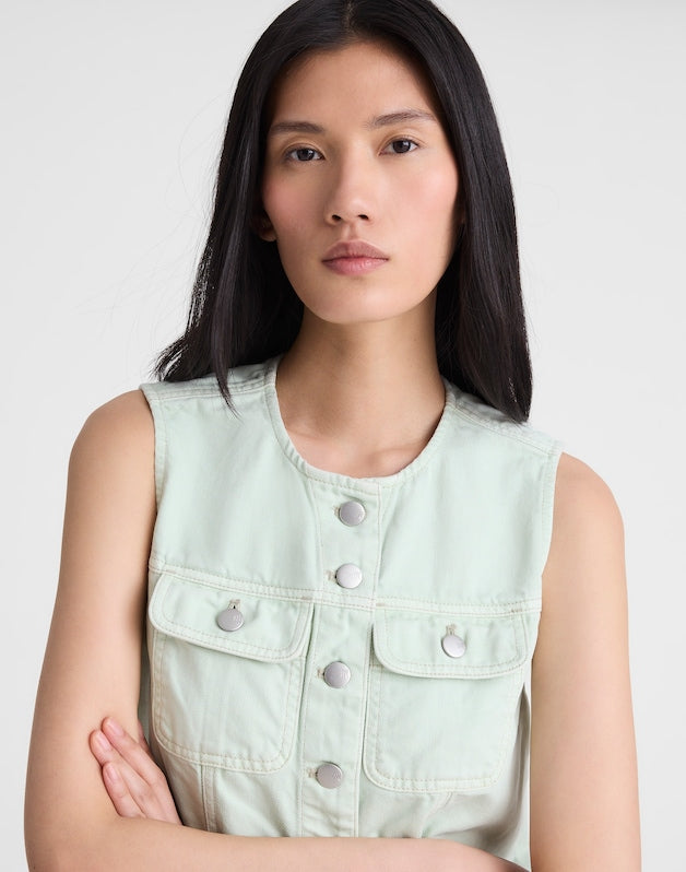 Madewell x Shopbop Airy Denim Crop Vest STORIED SEA