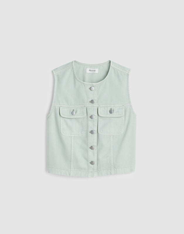 Madewell x Shopbop Airy Denim Crop Vest STORIED SEA