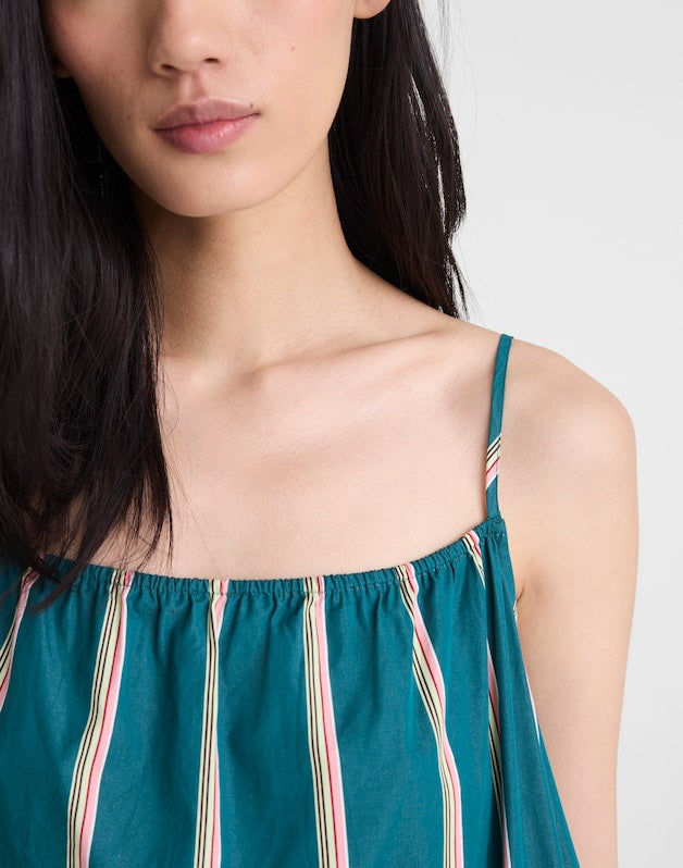 Madewell x Shopbop Gathered A-Line Midi Dress DEEP LAGOON STRIPE