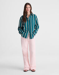 Madewell x Shopbop  Easy Shirt in Poplin DEEP LAGOON STRIPE