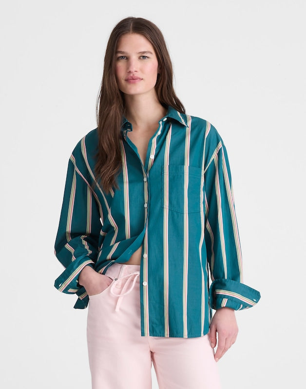 Madewell x Shopbop  Easy Shirt in Poplin DEEP LAGOON STRIPE