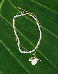 Madewell x Shopbop Beaded Shell Necklace Set ANTIQUE GOLD