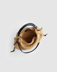 The Camren Gathered Shoulder Bag in Raffia NATURAL MULTI