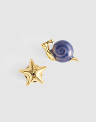 Snail &amp; Star Screw Pin Set ANTIQUE GOLD