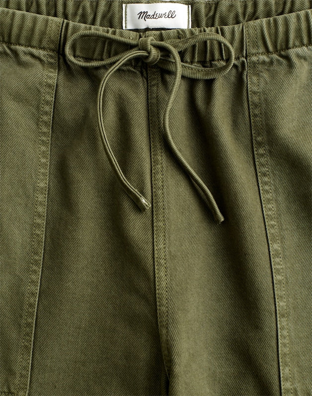 Pull-On Barrel-Leg Utility Pants in Airy Denim FADED IVY