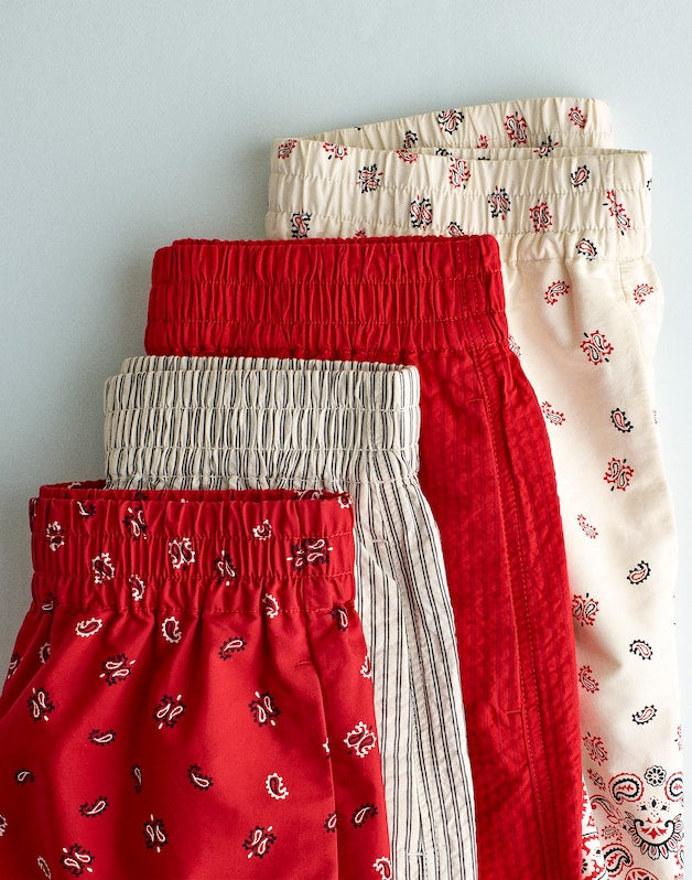 Pull-On Shorts in Seersucker BLACK VINTAGE IVORY YARNDYE