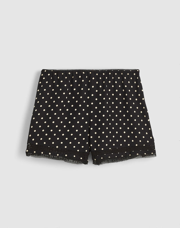 Lace-Trim Pull-On Shorts JET BLACK