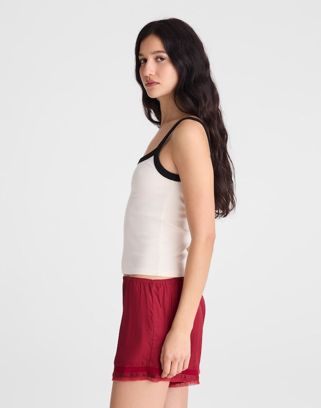 Lace-Trim Pull-On Shorts RED CURRANT