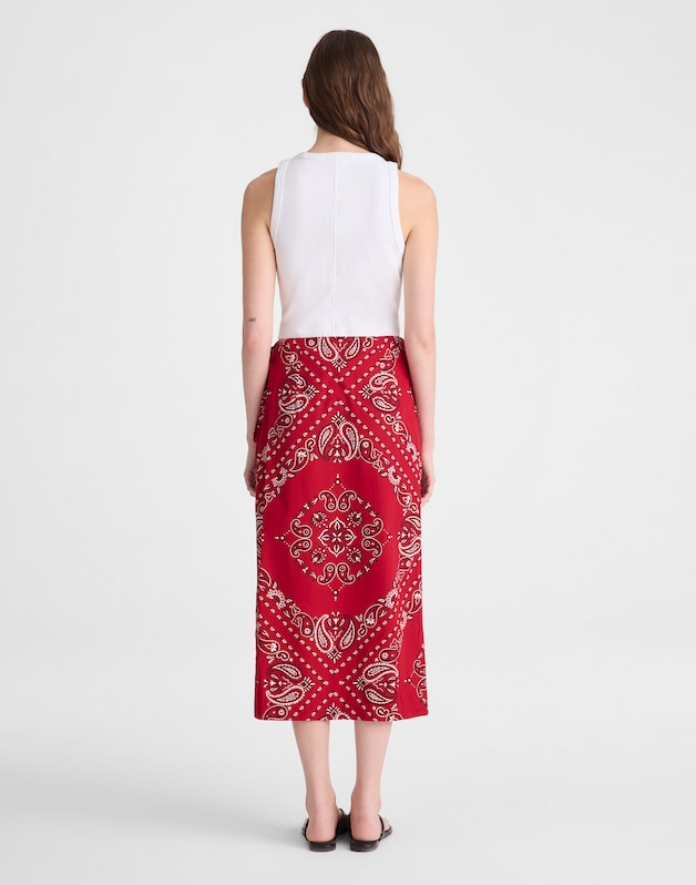 Midi Wrap Skirt in Poplin CHILI PEPPER