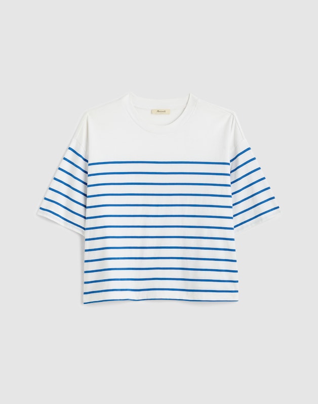 The Boxy Crop Tee in Allday Jersey RETRO BLUE