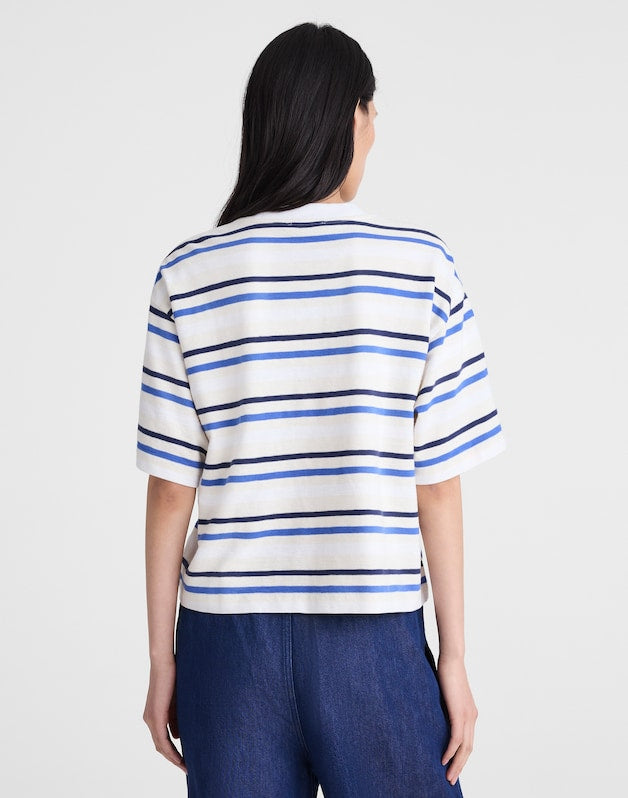The Easy Crewneck Short-Sleeve Tee VARIEGATED SLUB STRIPE