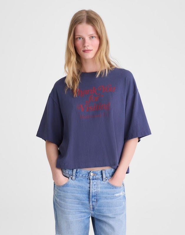 The Boxy Crop Tee in Vintage Jersey PETROL NAVY