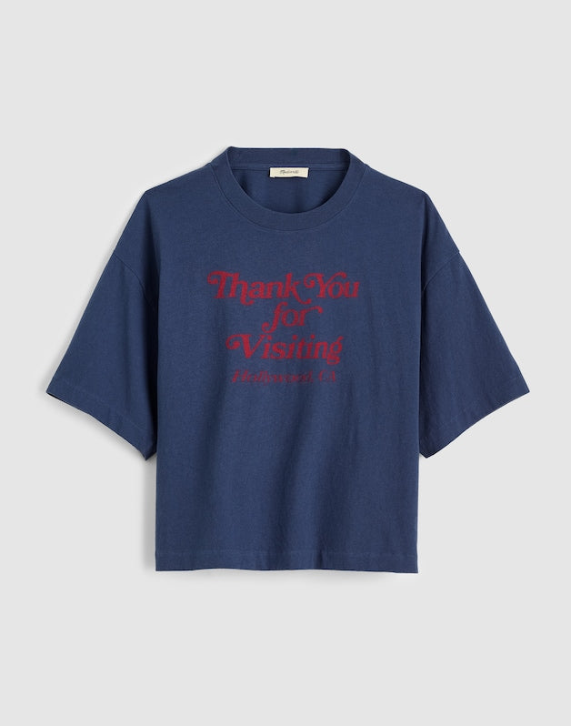The Boxy Crop Tee in Vintage Jersey PETROL NAVY