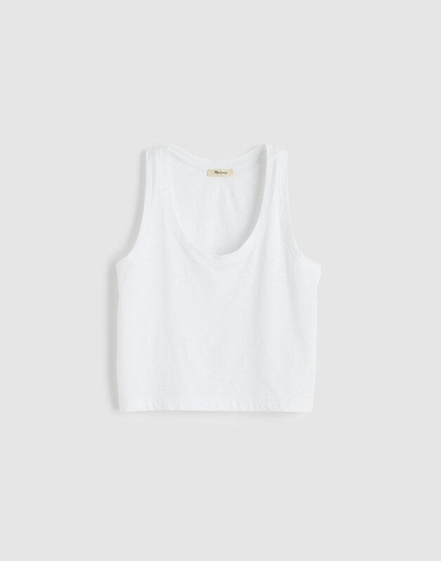 The Easy Crop Scoopneck Tank in Soft Slub WHITE