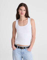 The '90s Scoopneck Tank in Compact Cotton WHITE