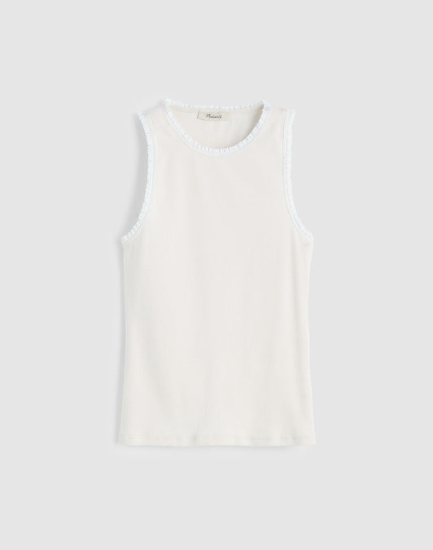 Lace-Trim Ribbed Tank VINTAGE IVORY