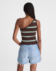 Madewell x Shopbop '90s One-Shoulder Tank in Compact Cotton DARK BROWN