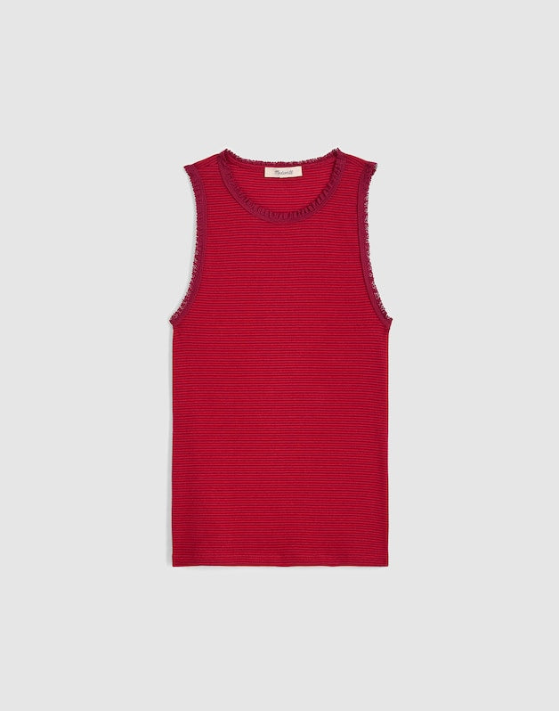Lace-Trim Ribbed Tank RED CURRANT