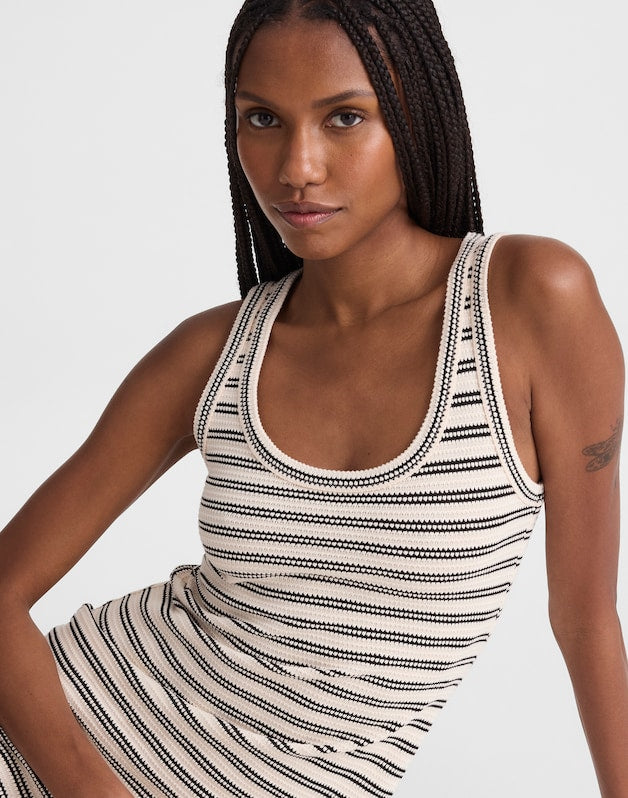 Scoopneck Tank Maxi Dress BLACK STRIPE JACQUARD
