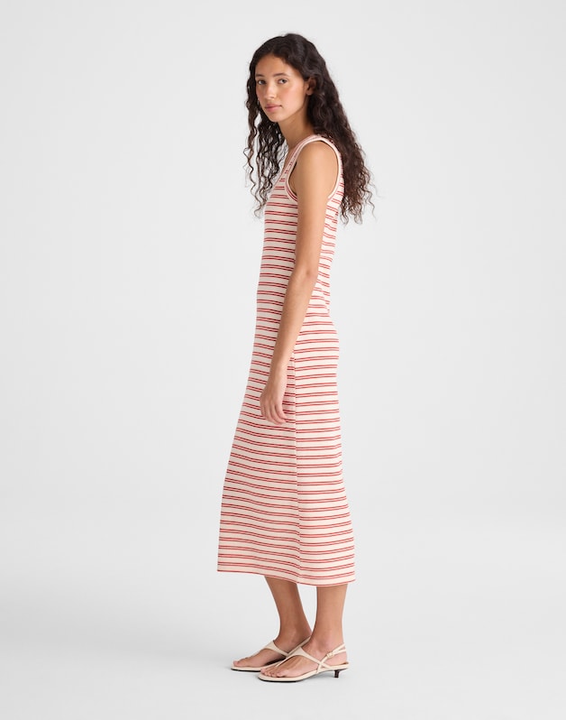 Scoopneck Tank Maxi Dress RED STRIPE JACQUARD
