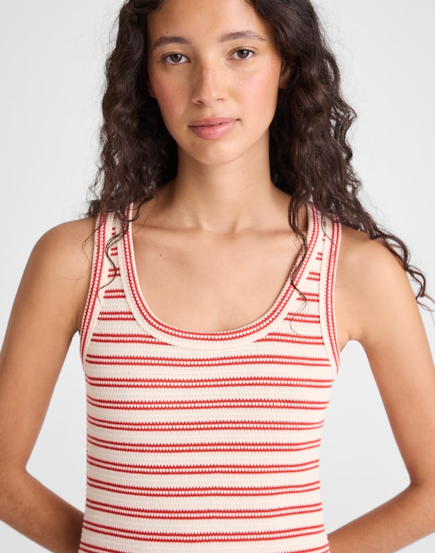 Scoopneck Tank Maxi Dress RED STRIPE JACQUARD