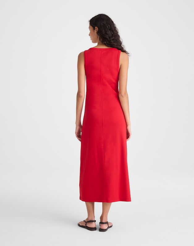 Scoopneck Tank Maxi Dress in Compact Cotton VARSITY RED