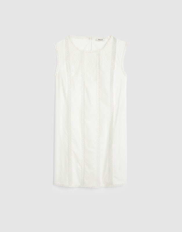 Embroidered Lace-Insert Mini Dress WHITE