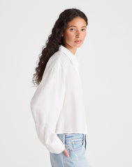 Straight-Hem Button-Up Shirt WHITE