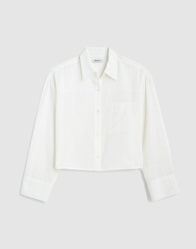 Straight-Hem Button-Up Shirt WHITE