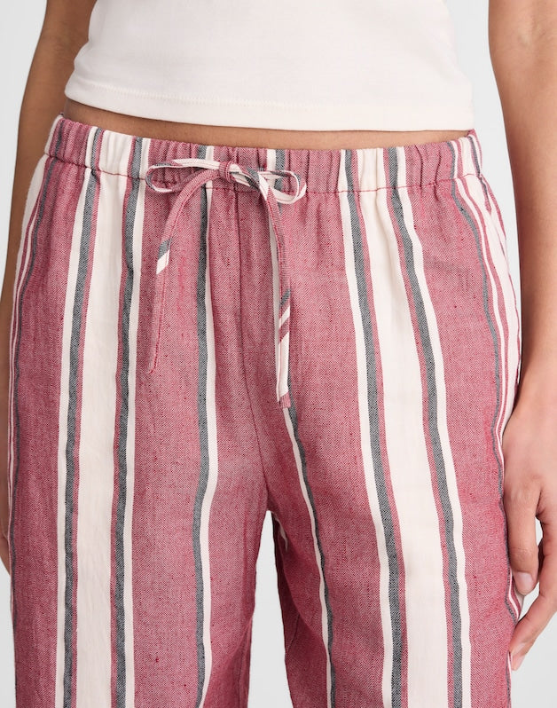 Pull-On Pants in Linen-Cotton Blend RED CURRANT