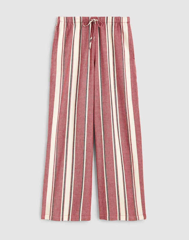 Pull-On Pants in Linen-Cotton Blend RED CURRANT