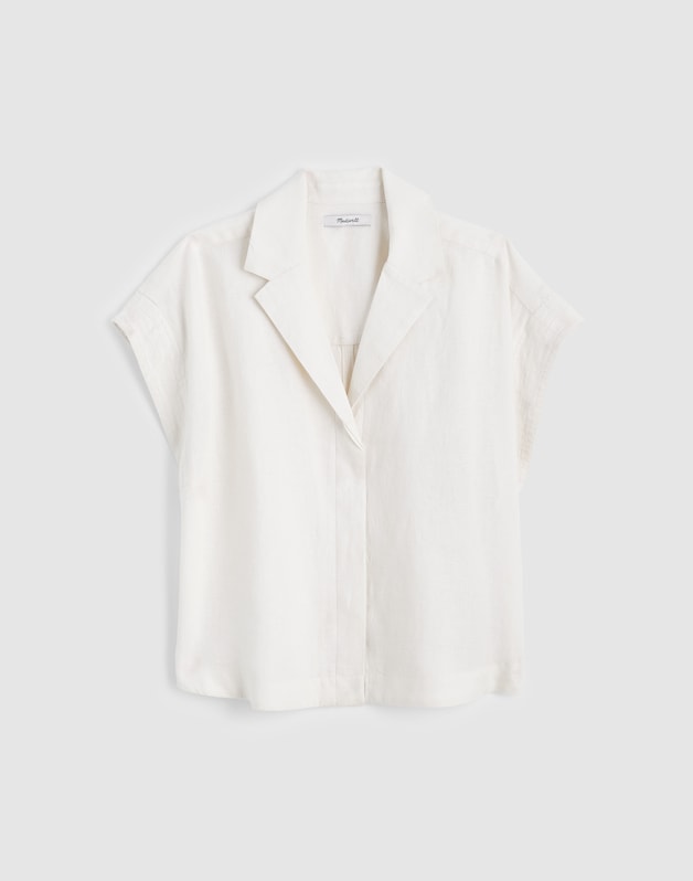 Notch-Collar Shirt in 100% Linen IVORY LINEN