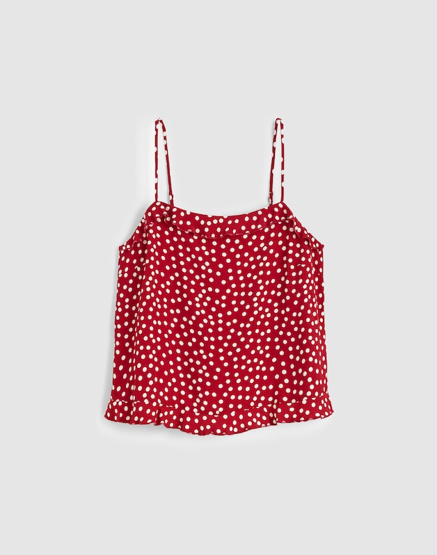 Ruffled Cami Top RED CURRANT
