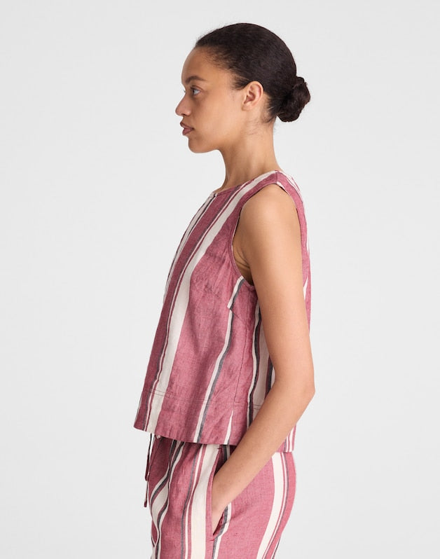 Shell Top in 100% Linen RED CURRANT