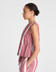 Shell Top in 100% Linen RED CURRANT
