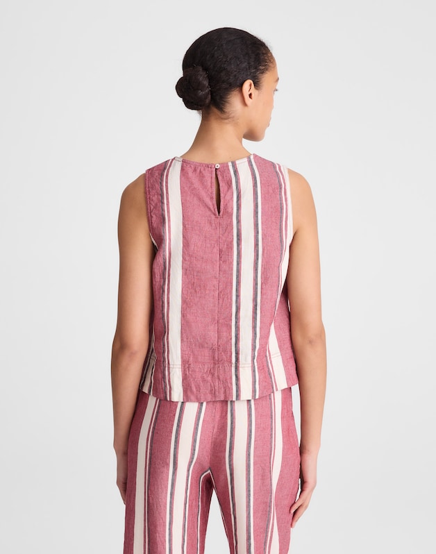 Shell Top in 100% Linen RED CURRANT